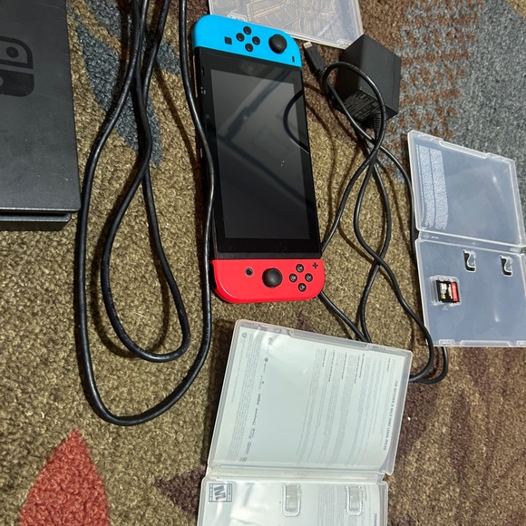 Nintendo Switch Console with Red and Blue Joy-Con and Accessories - Picture 11 of 17